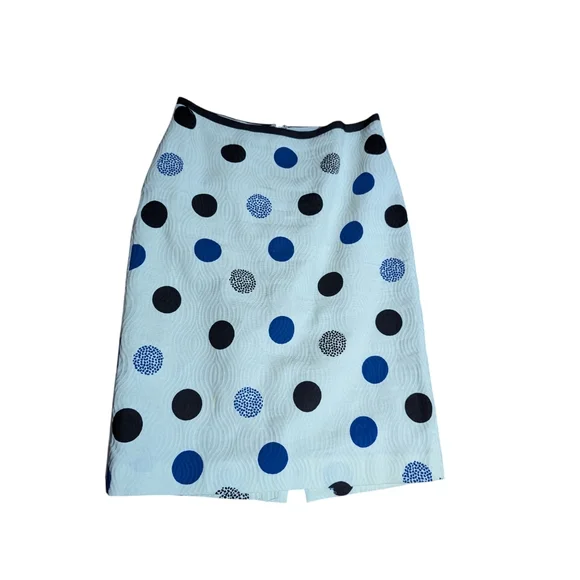TALBOTS POLKA DOT COTTON  White/Blue/Black Pencil SKIRT Sz 2 - Picture 2 of 10